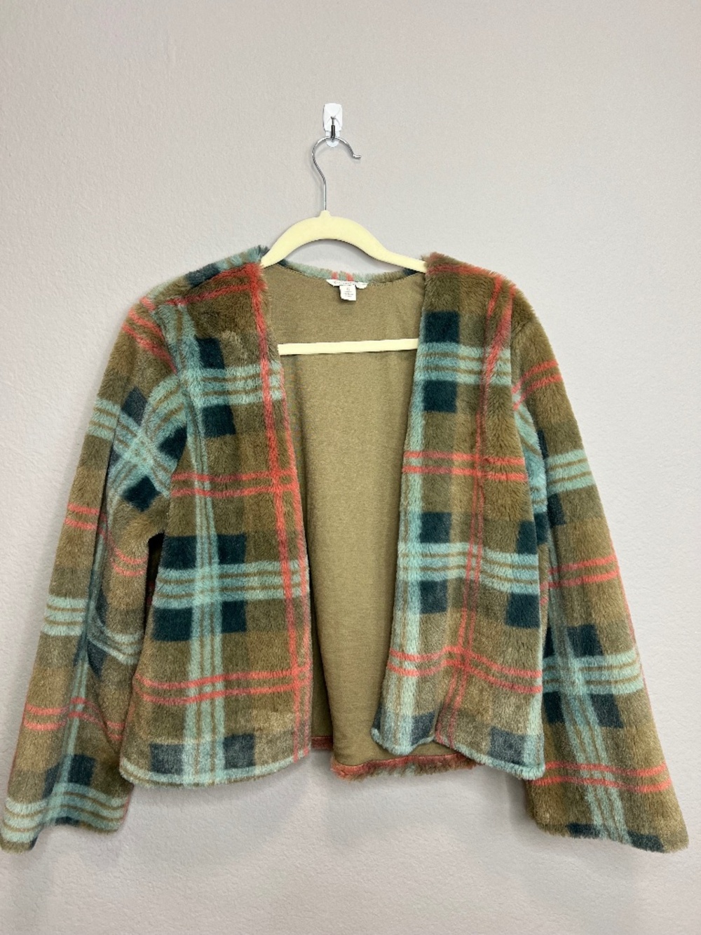 Multicolor Plaid Teddy Jacket SIZE SMALL